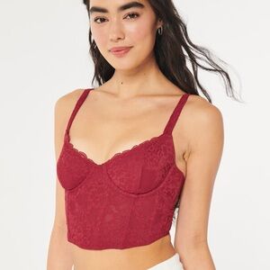 New Hollister Gilly Hicks Lace Bustier in Burgundy Large
